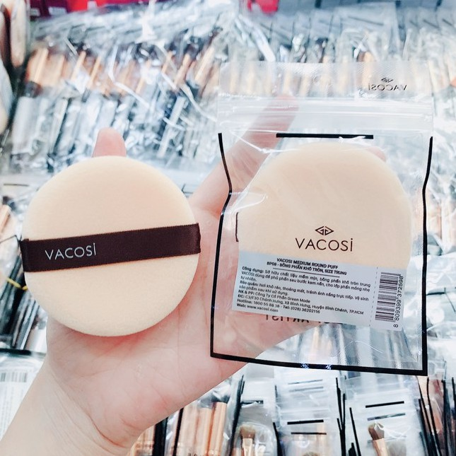 [HCM] Bông Phấn Khô Tròn Trung Vacosi Medium Round Puff BP08