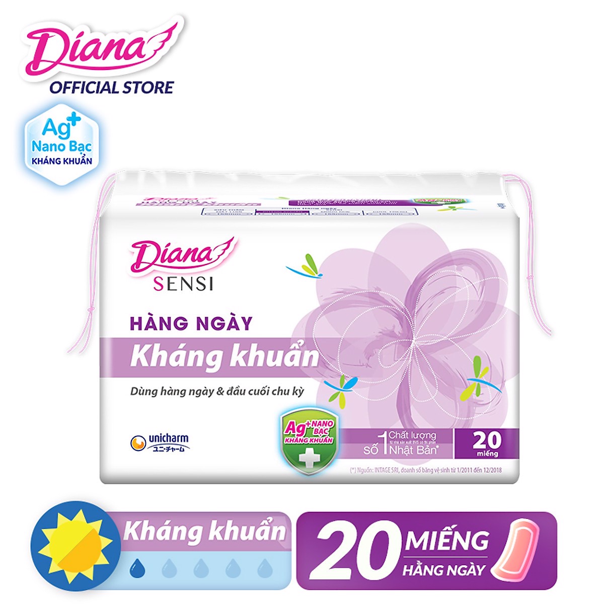 Băng Vệ Sinh Diana Sensi Hằng Ngày Compact (Che tên sản phẩm khi giao hàng)