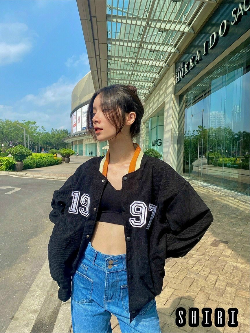 Áo khoác bomber nhung siêu hot logo thêu 1997