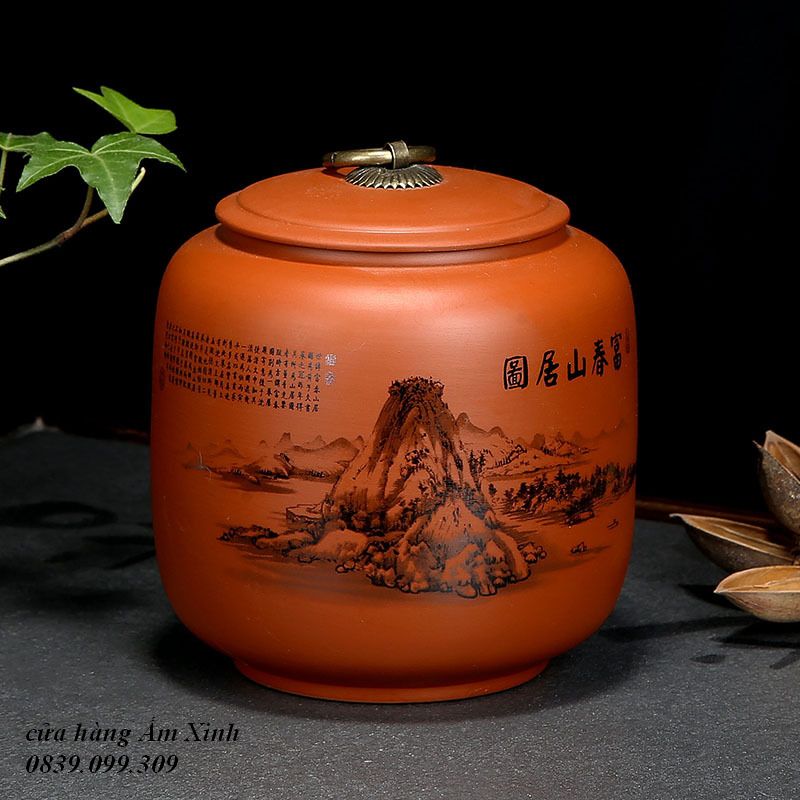 Hũ, Bình đựng trà bằng gốm (cỡ lớn, rất khít)