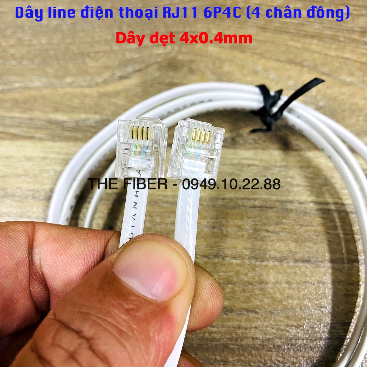 Dây line điện thoại rj11 bấm sẵn 2 đầu - dạng dẹt 4x0.4mm