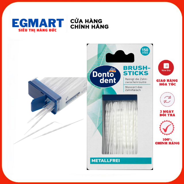 Tăm xỉa răng nha khoa Dontodent Brush Sticks, Đức 2 đầu giúp vệ sinh răng miệng