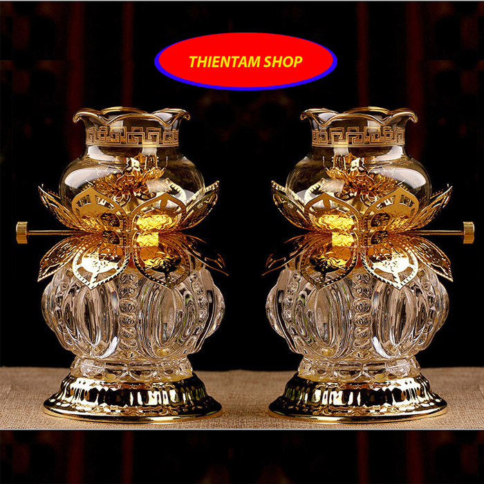 [HCM]Cặp đèn trưng bàn thờ phú quý hợp kim size lớn PQL02-Hai chiếc