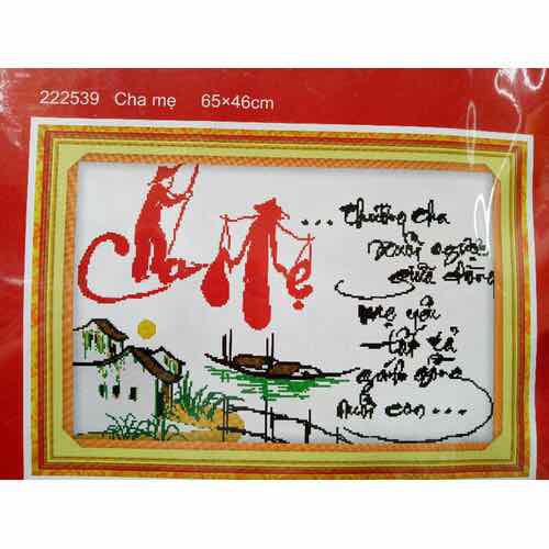 Tranh thêu chữ thập cha mẹ thương cha ... 222539 - kích thước 65 * 46