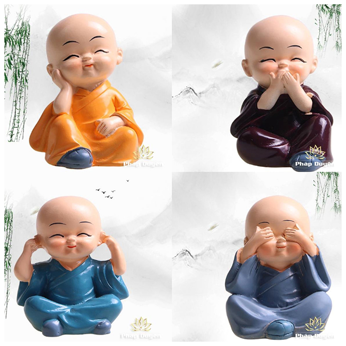 [Bộ 4 tượng] Bộ tượng 4 chú tiểu Tứ không