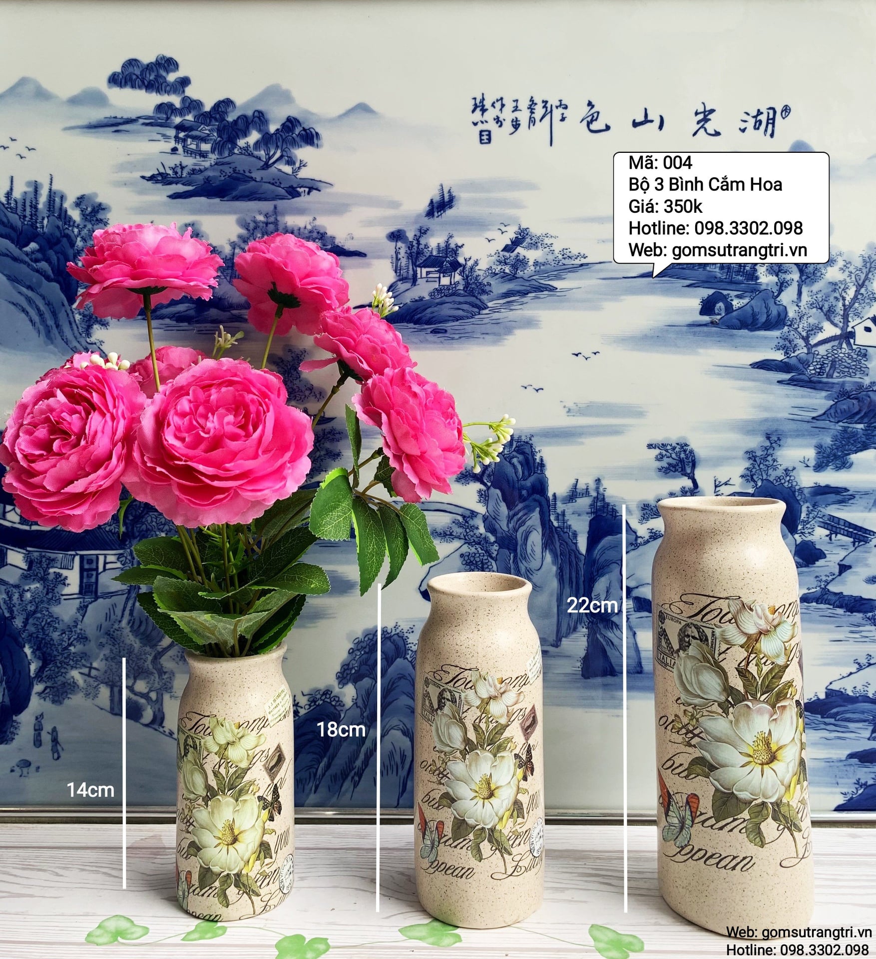 Bộ 3 bình cắm hoa