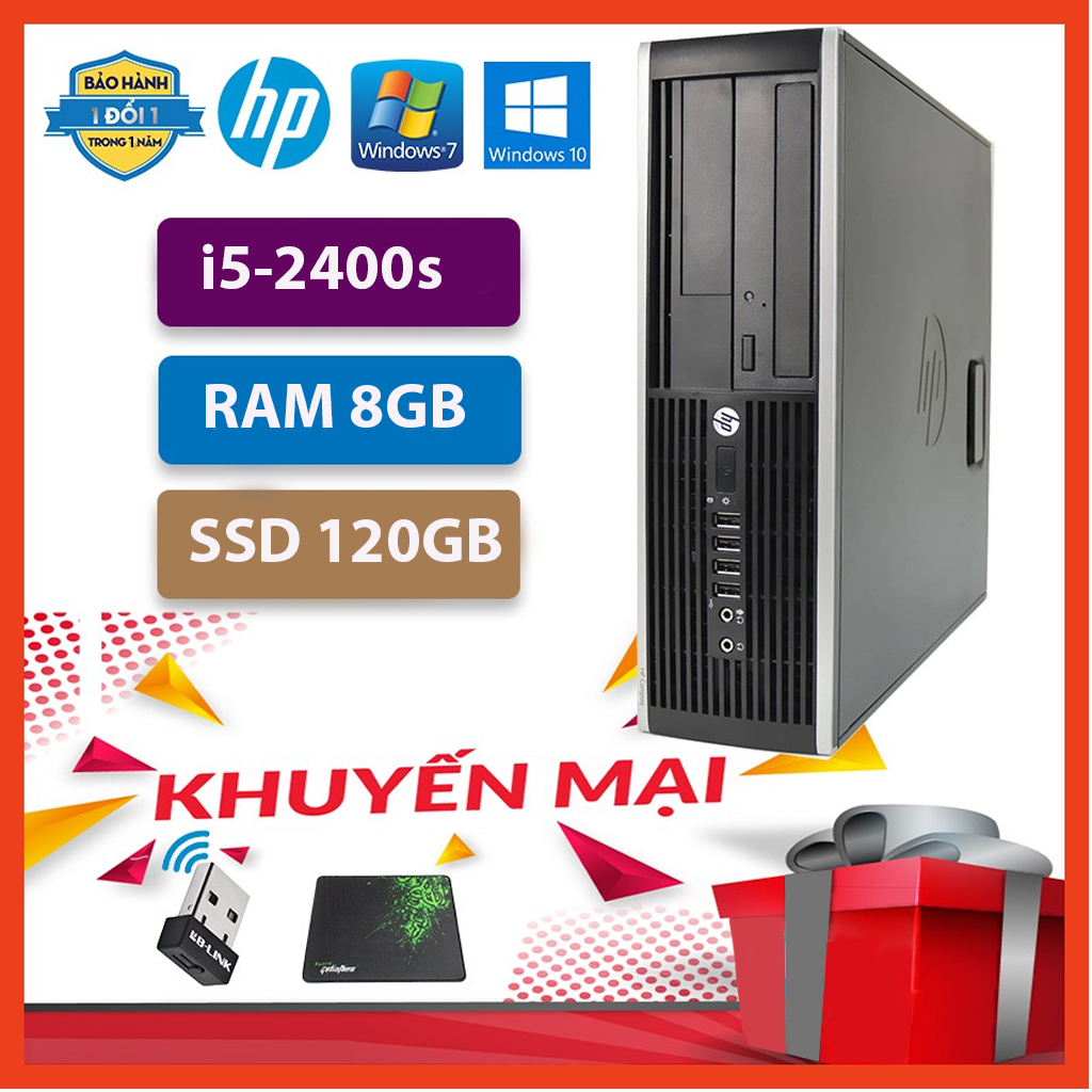Cây máy tính để bàn HP 6200 Pro Sff (CPU i5 2400, Ram 4GB, SSD 120GB, DVD) + Tặng USB Wifi - Hàng Nhập Khẩu