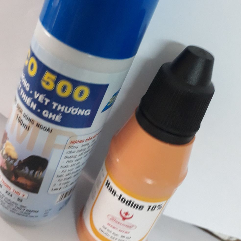 sát trùng ghẻ ngứa,xà mâu rụng lông chó mèo dê cừu thỏ 1eco xịt,1 han iodine