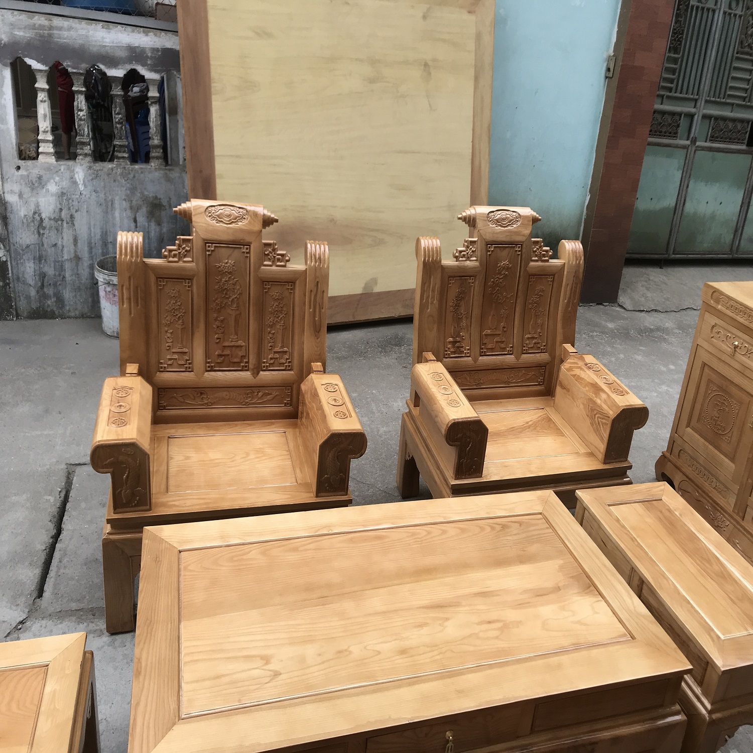 Bộ Bàn Ghế Âu Á Gỗ Sồi Nga
