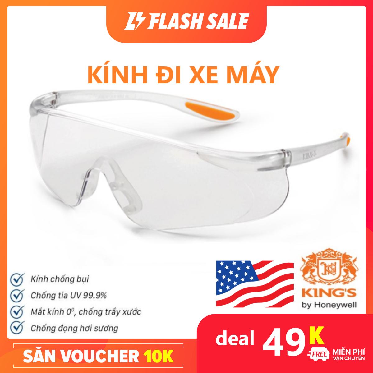 [Genuine] glasses ride goggles fashion high-end Kings KY1151, KY1152 anti-glare, anti-dust protective eye-warranty 1 Đổi 1 row genuine safety Mart officical