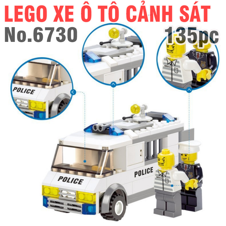Đồ chơi lắp ghép lego mô hình ô tô cảnh sát gồm 135 pcs bằng nhựa đồ chơi trẻ em No.KY6730
