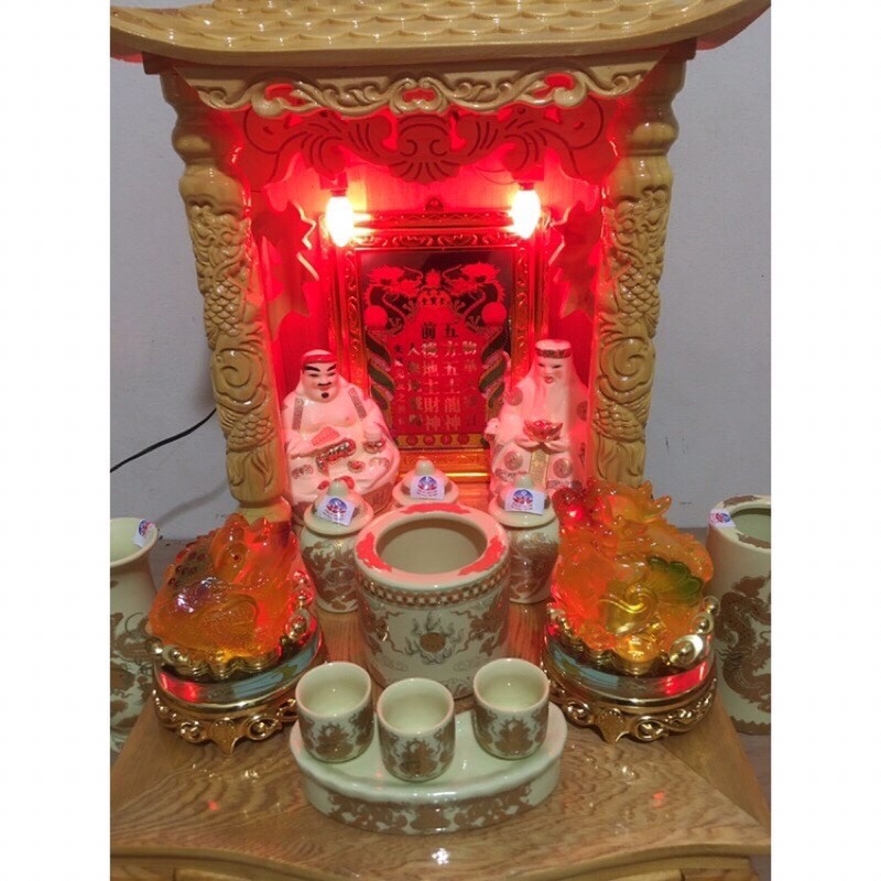 bộ đồ thờ thần tài ông địa (ban thờ kích thước 41 cm)