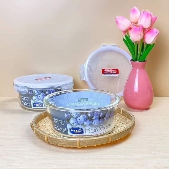 Hũ Thủy Tinh Lock & Lock Cao Cấp 950ml, Chịu Nhiệt 400 Độ,Có Nắp Gập