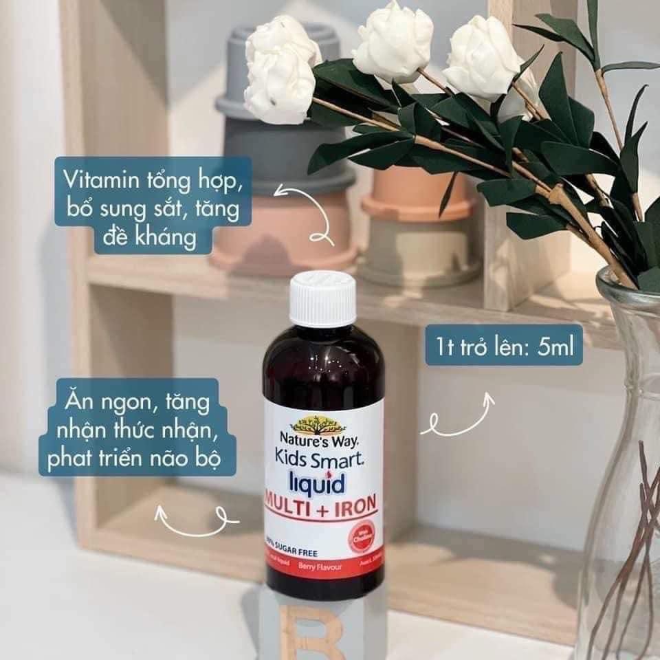 Sắt nước dạng siro Nature's Way Kids Smart Liquid Multi + Iron - 200ml  [ Date 8/2025 ]