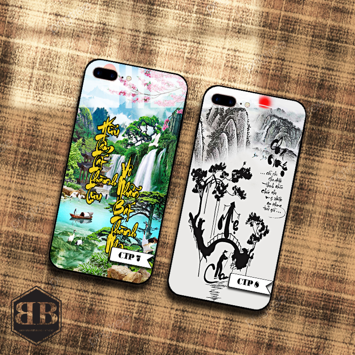 Ốp lưng kính cường lực iphone 7 plus / iphone 8 plus hình thư pháp