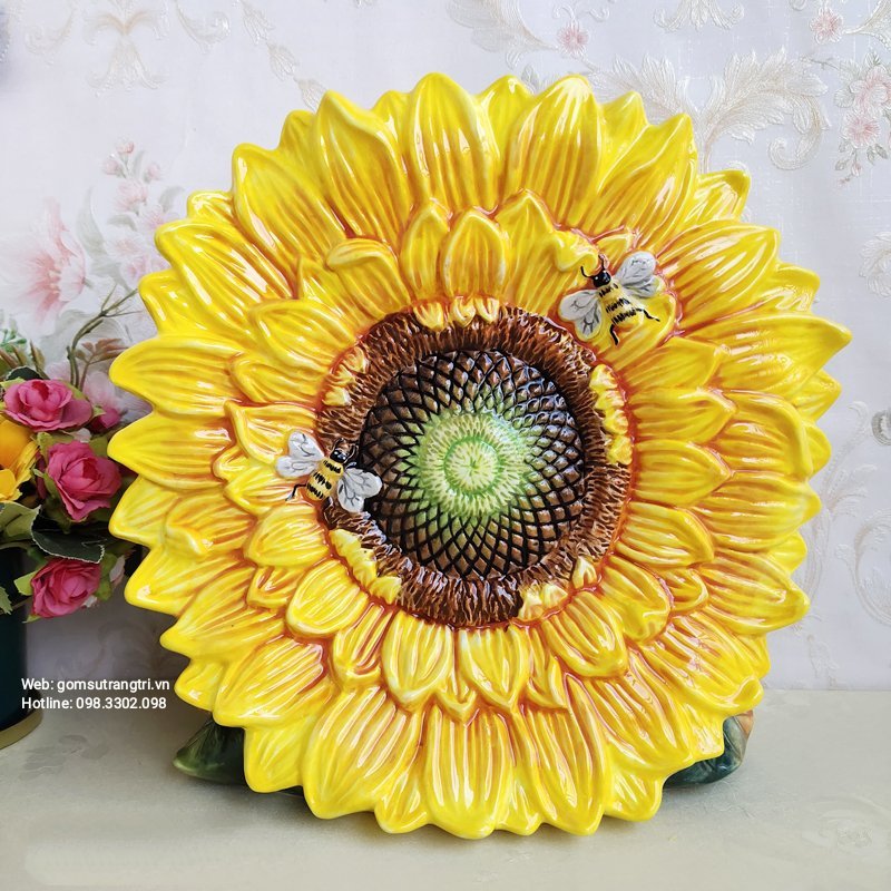 Bình thủ công họa tiết Hoa Hướng Dương