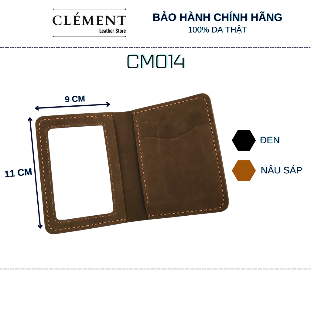 [DA BÒ SÁP] Ví da thời trang Clément kiểu đứng – CM014 - BH 12 tháng - Fullbox