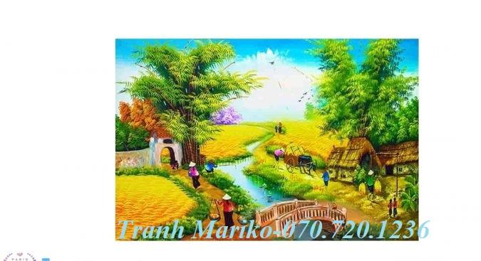 Tranh thêu Quê Hương Mùa Lúa Chín LV3196 kích thước 90 x 63cm