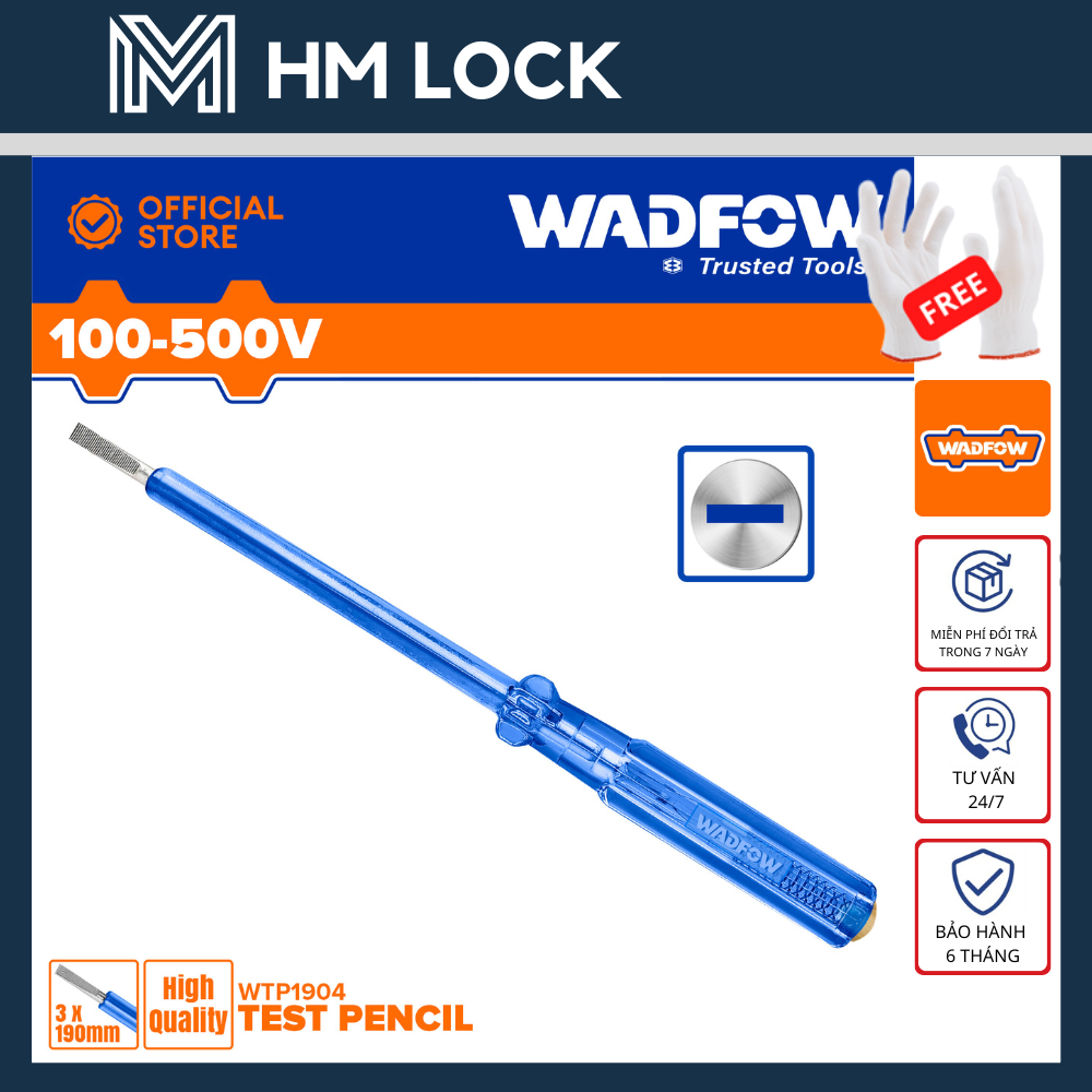 Bút thử điện 3x140mm, 4x190mm wadfow - hàng chính hãng - wtp1502 - hm lock