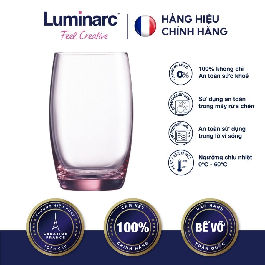 Bộ 6 ly thuỷ tinh cao luminarc salto pink 350ml - lusaj5385