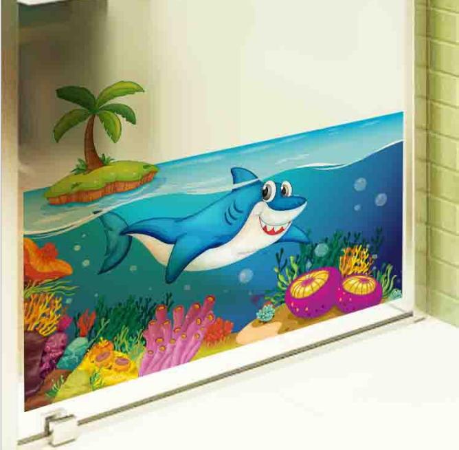 [HCM]Decal Dán Kính Cao Cấp - CÁ MẬP LỚN (60X58CM)-DK7053