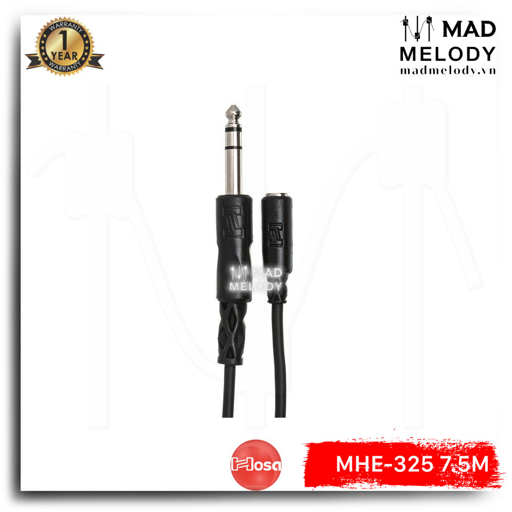 Hosa Headphone Extension Cable MHE-325 (7.5m) (3.5mm TRS - 1/4in TRS) [Dây nối dài tai nghe 3.5mm qua 6ly NEW]