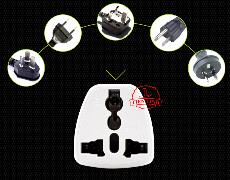 Phích cắm chuyển 2 chấu sang 3 chấu từ 0 - 250V tiện dụng
