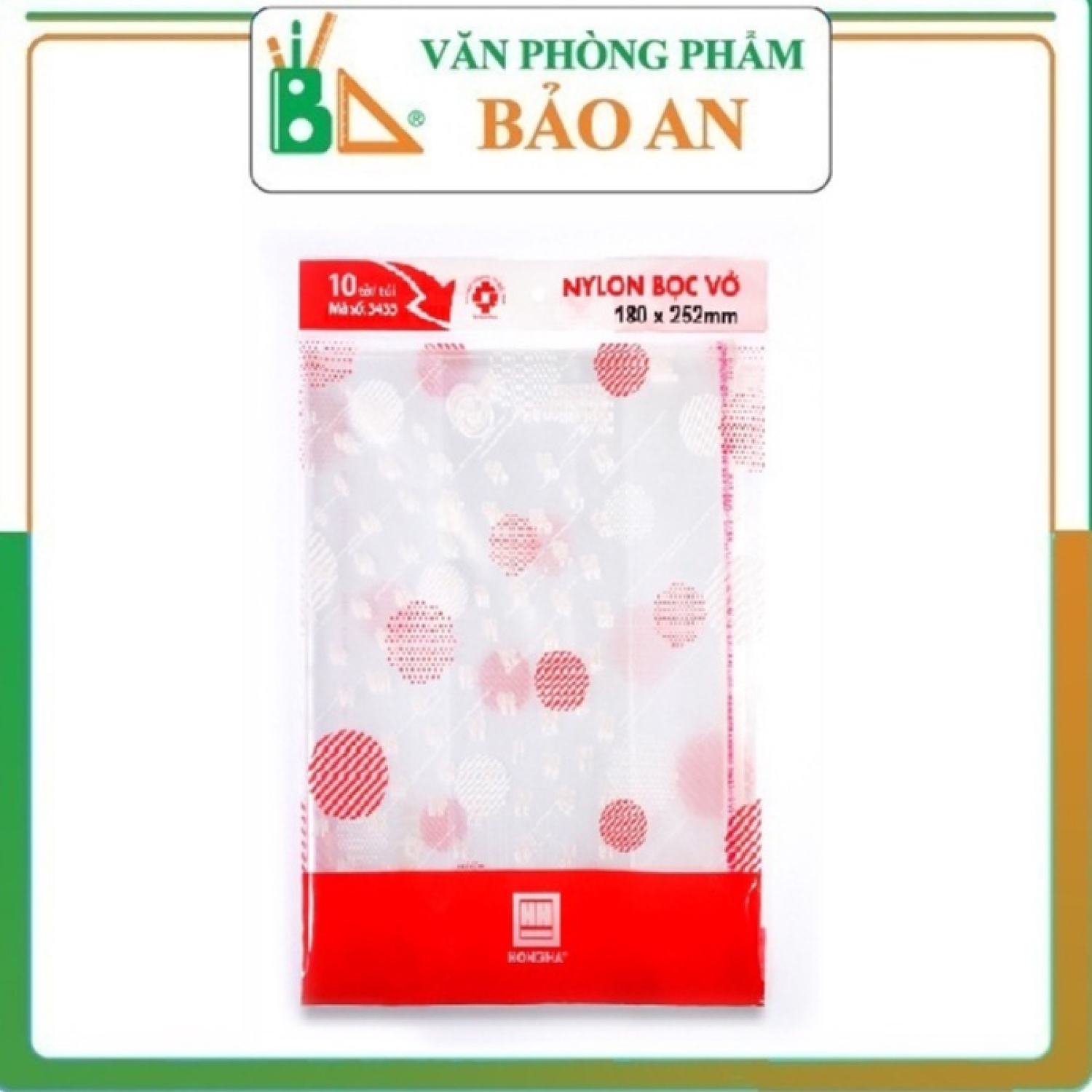 ( Combo 3 tập )Bọc vở nylon cấp II Hồng Hà KT :175x250mm dành cho học sinh THCS, THPT giúp cho sách vở luôn mới và sạch sẽ