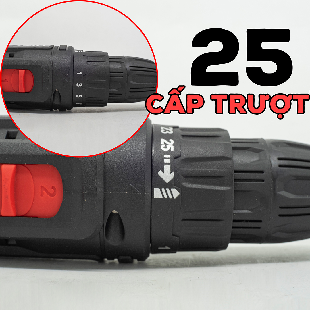 [ TẶNG MŨI VÍT ] Máy khoan pin HTC 12v gỗ , sắt ,  bắt vít , 25 cấp độ trượt