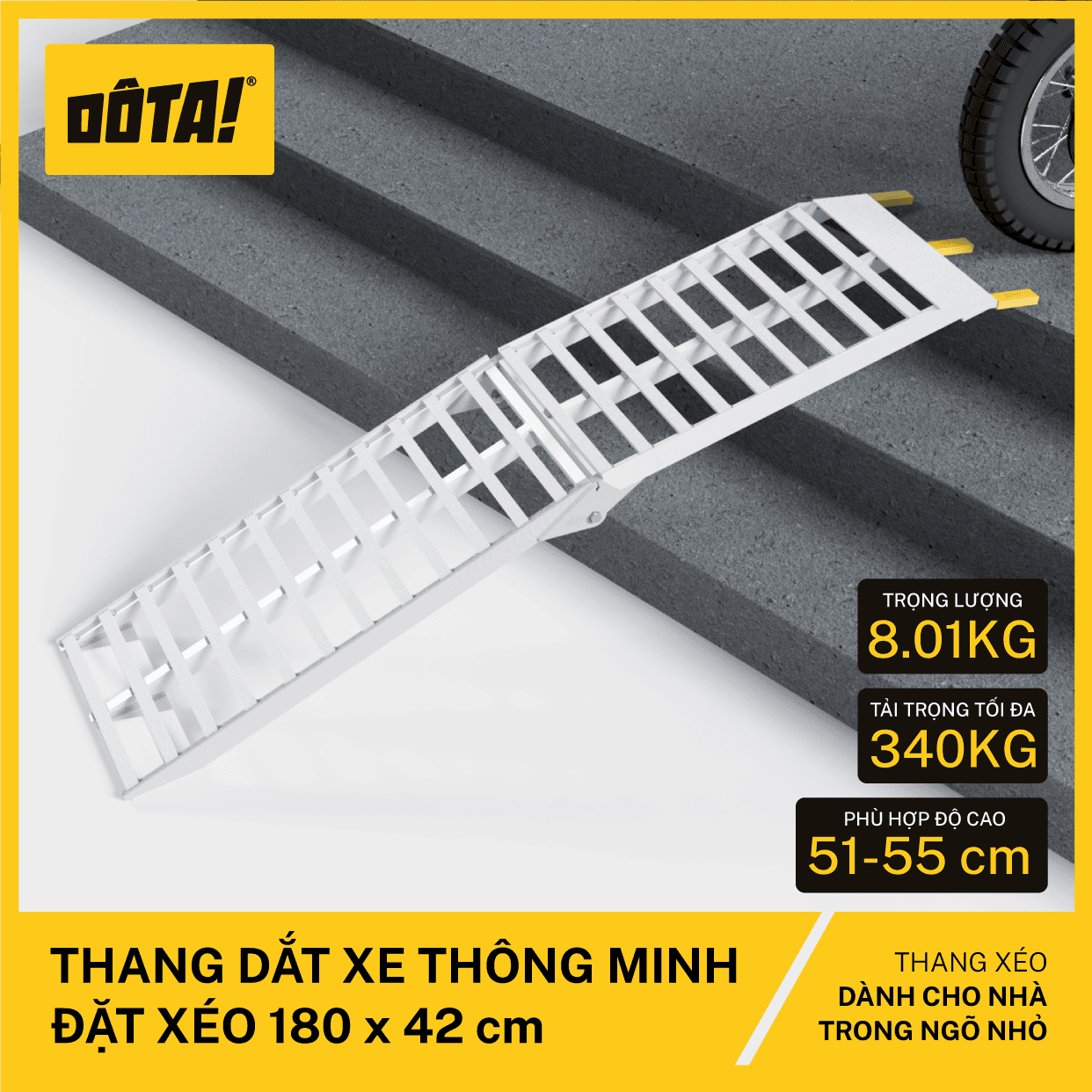 Thang Dắt Xe Thông Minh Đặt Xéo (cho thềm cao từ 21 đến 55 cm)