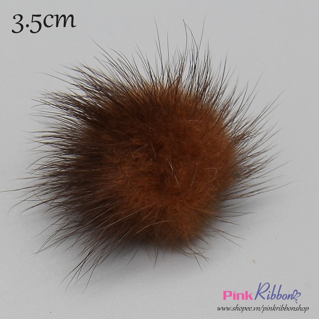 SET 2 CÁI - Lông thỏ tròn cỡ trung 3.5cm sợi dài