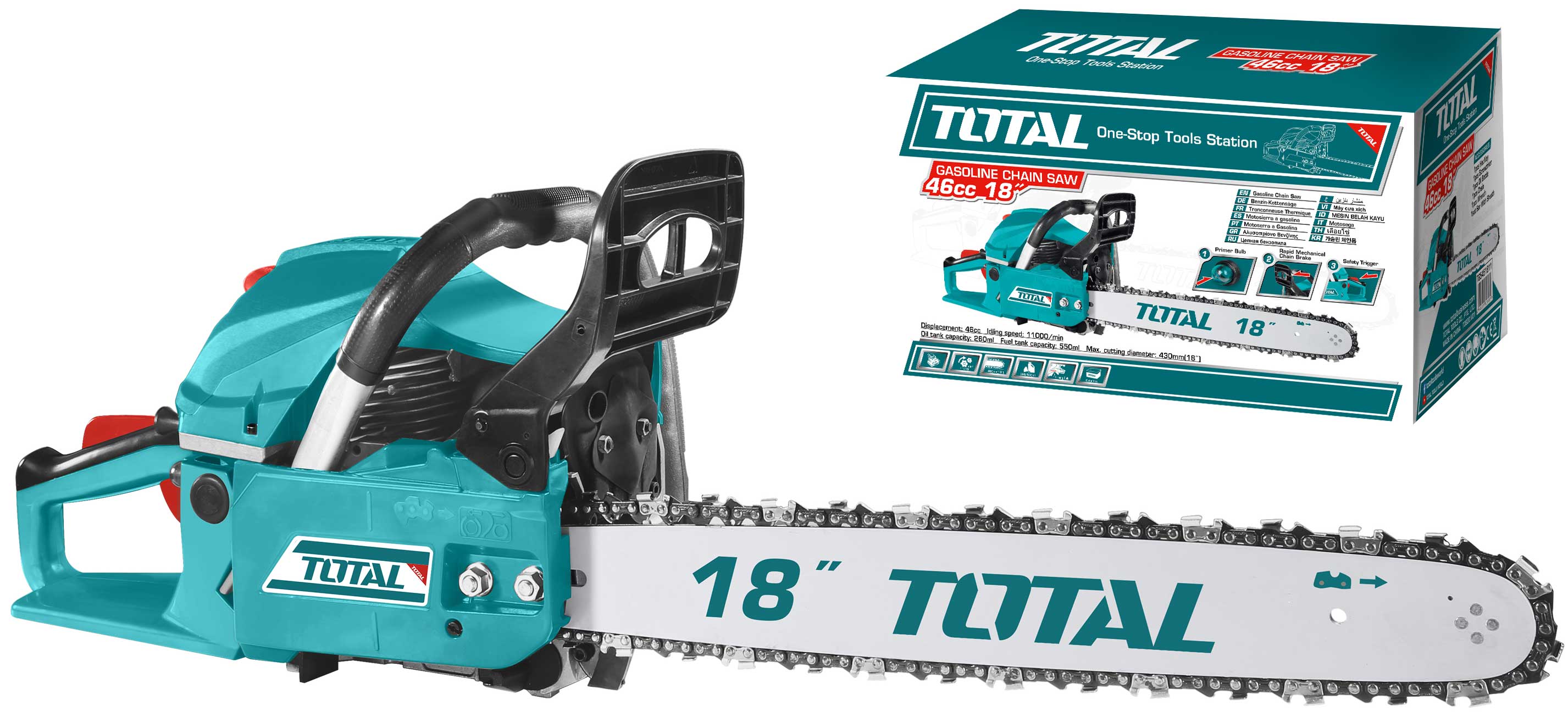 1.8kw máy cưa xích chạy xăng pha nhớt total tg5451811
