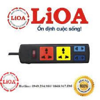 [HCM]Ổ Cắm Điện 2D + 2S Dây 3m x 2 Lioa 2D2S32 - Đen