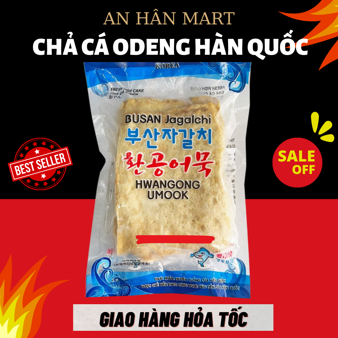 Chả Cá Lát Odeng Hàn Quốc gói 450g nấu tokbokki, canh chả cá