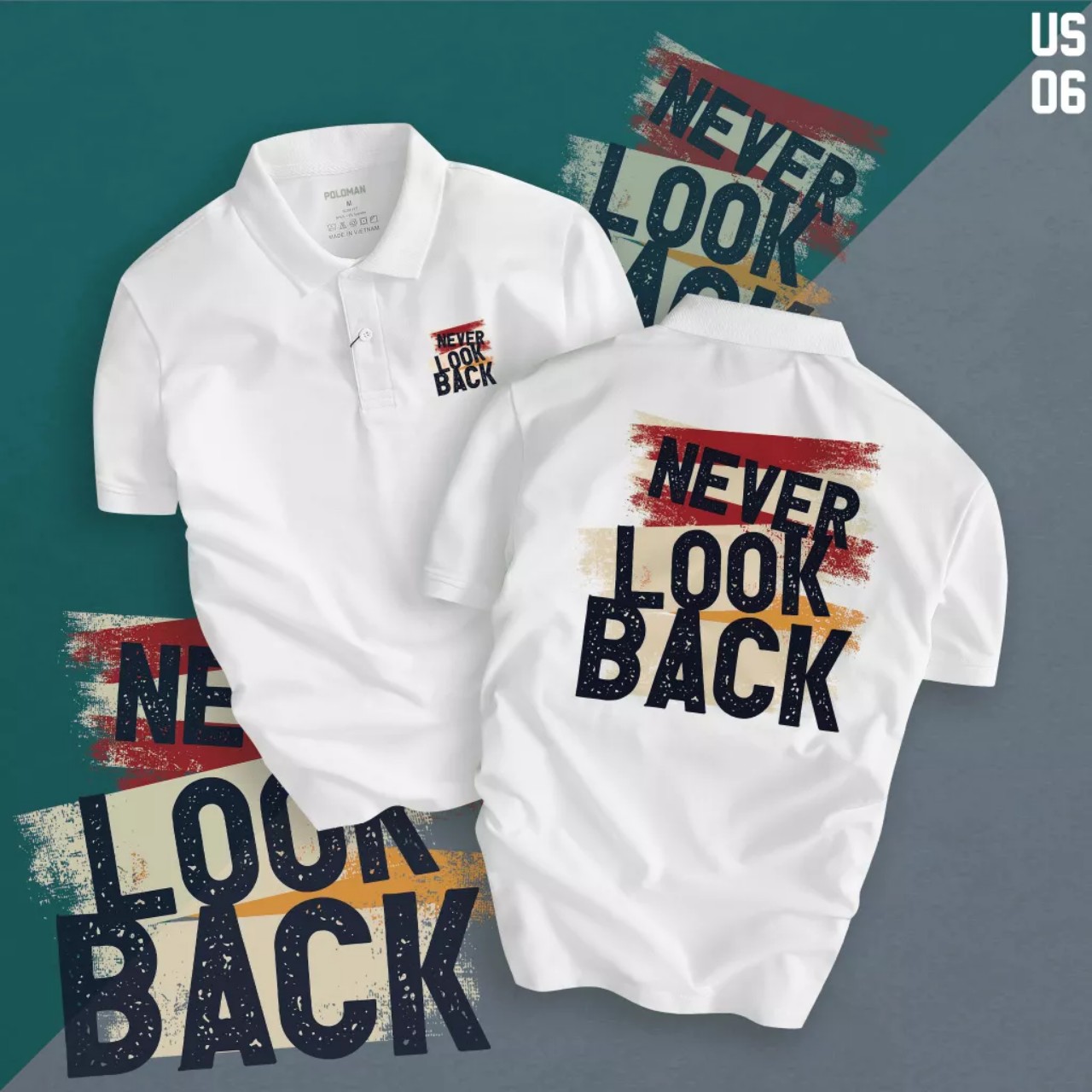Áo thun cổ trụ cổ bâu NEVER LOOK BACK MỚI (VẢI DA CÁ) - AOTHUNSN