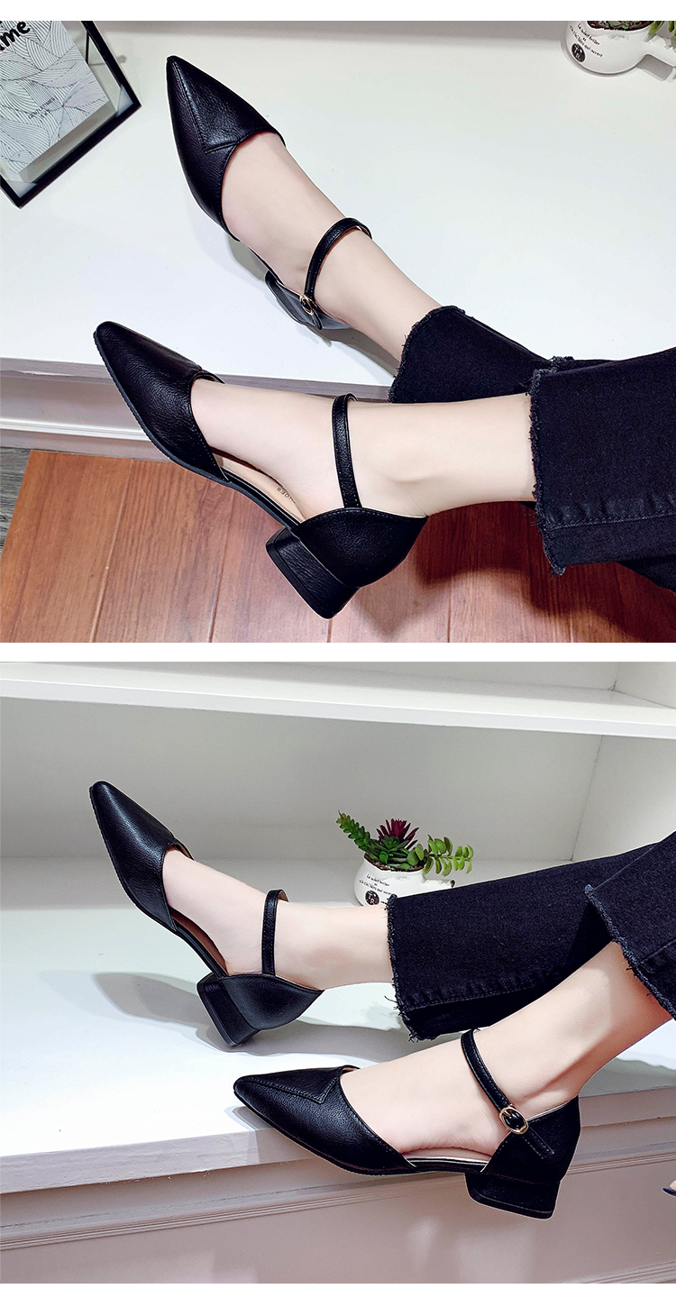 Giày Đế Vuông Xếp Mũi 2 Phân Bít Gót