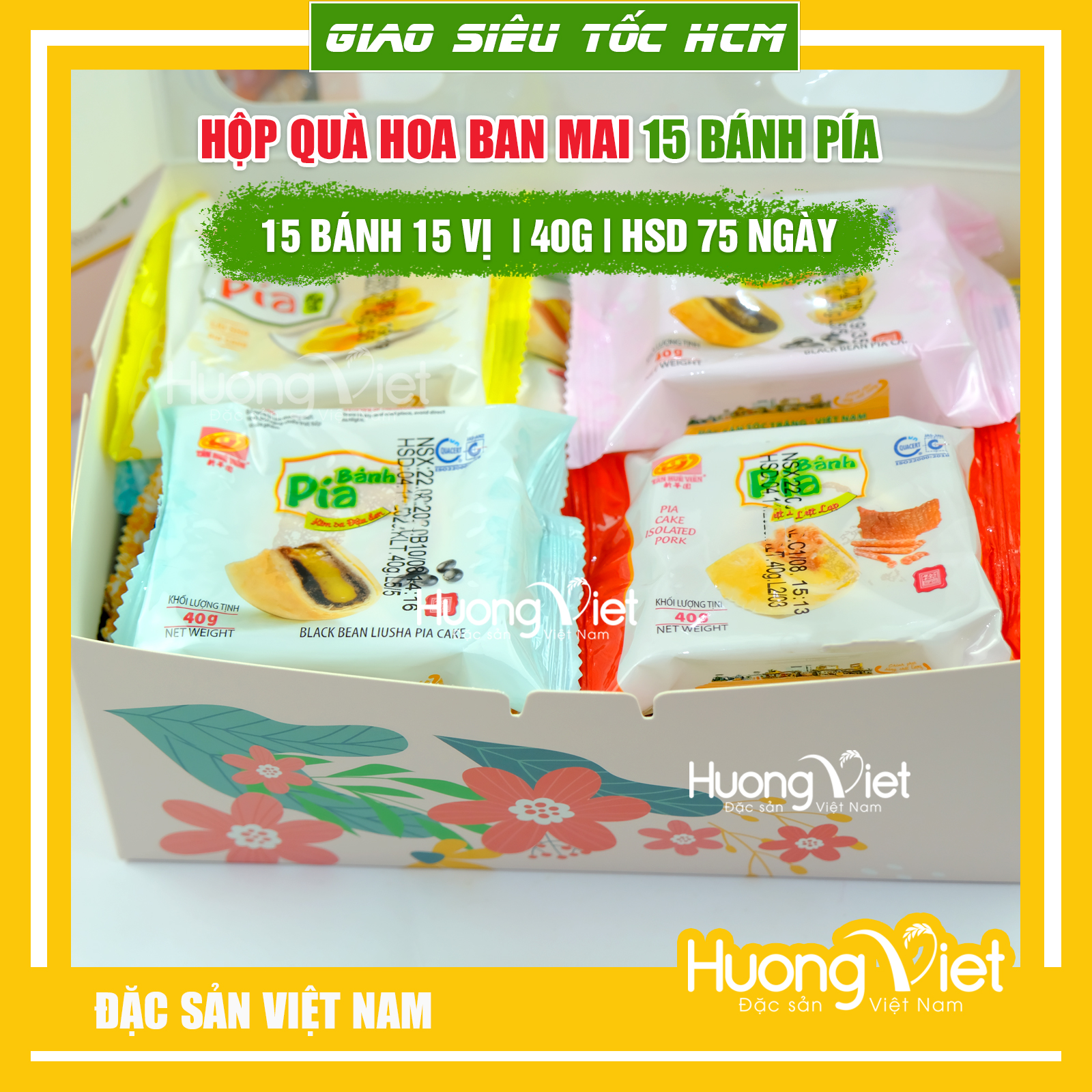 Bánh pía kim sa Tân Huê Viên mix 10 bánh 10 vị bánh pía Sóc Trăng đồ ăn vặt Sài Gòn