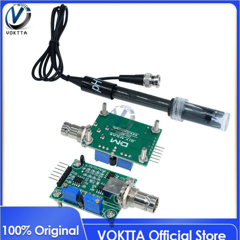 Bộ Điều Chỉnh Phát Hiện Giá Trị PH 0-14 Chất Lỏng VOKTTA Chính Hãng, Mô-đun Cảm Biến Bộ Kiểm Tra Đồng Hồ Bảng Điều Khiển Giám Sát + Bộ Điều Khiển Đầu Dò Điện Cực PH BNC