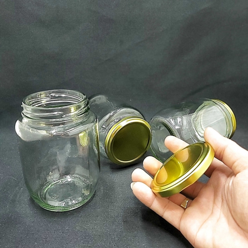 Hũ Đựng Gia Vị Thủy Tinh 500ml (combo 3 cái) nắp thiếc vàng – Hũ Thủy Tinh 500ML - Lọ Thủy Tinh 500ML – Hủ Gia Vị