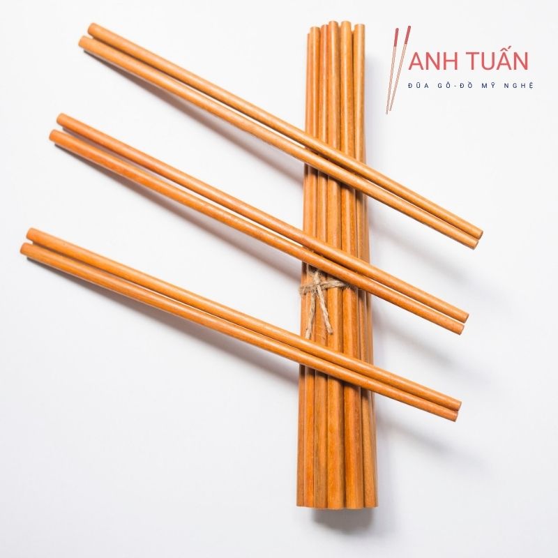 [Giá tận xưởng] Bộ 50 đôi đũa ăn cơm gỗ CÀ CHÍ, đũa đẹp tự nhiên, không cong vênh, chống trơn tuột, chống mốc, kháng khuẩn