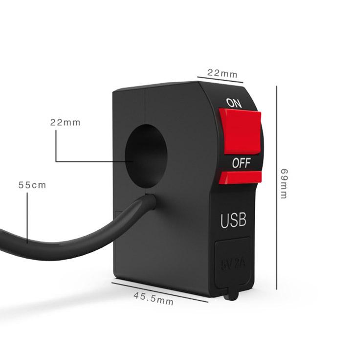 Công Tắc ON OFF Gắn Ghi Đông Kiêm USB [ 1 chiếc ]