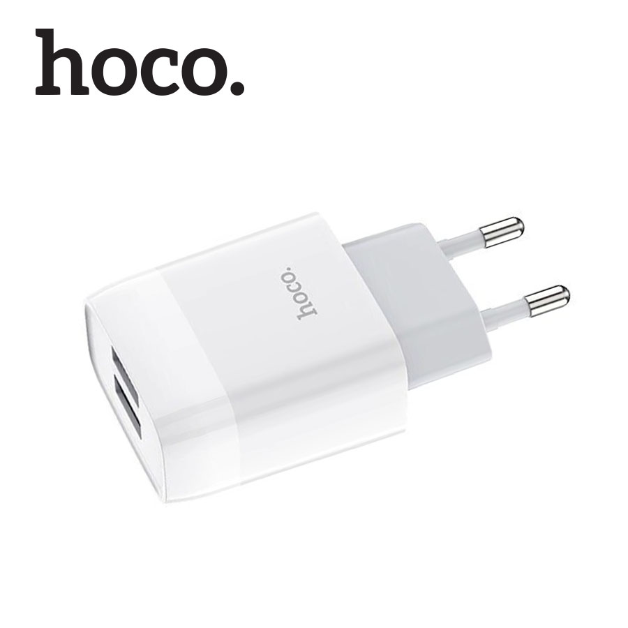 Củ sạc Hoco C73A 2 cổng USB, sạc nhanh 2.4A, thích hợp sử dụng với nhiều thiết bị, chân cắm EU