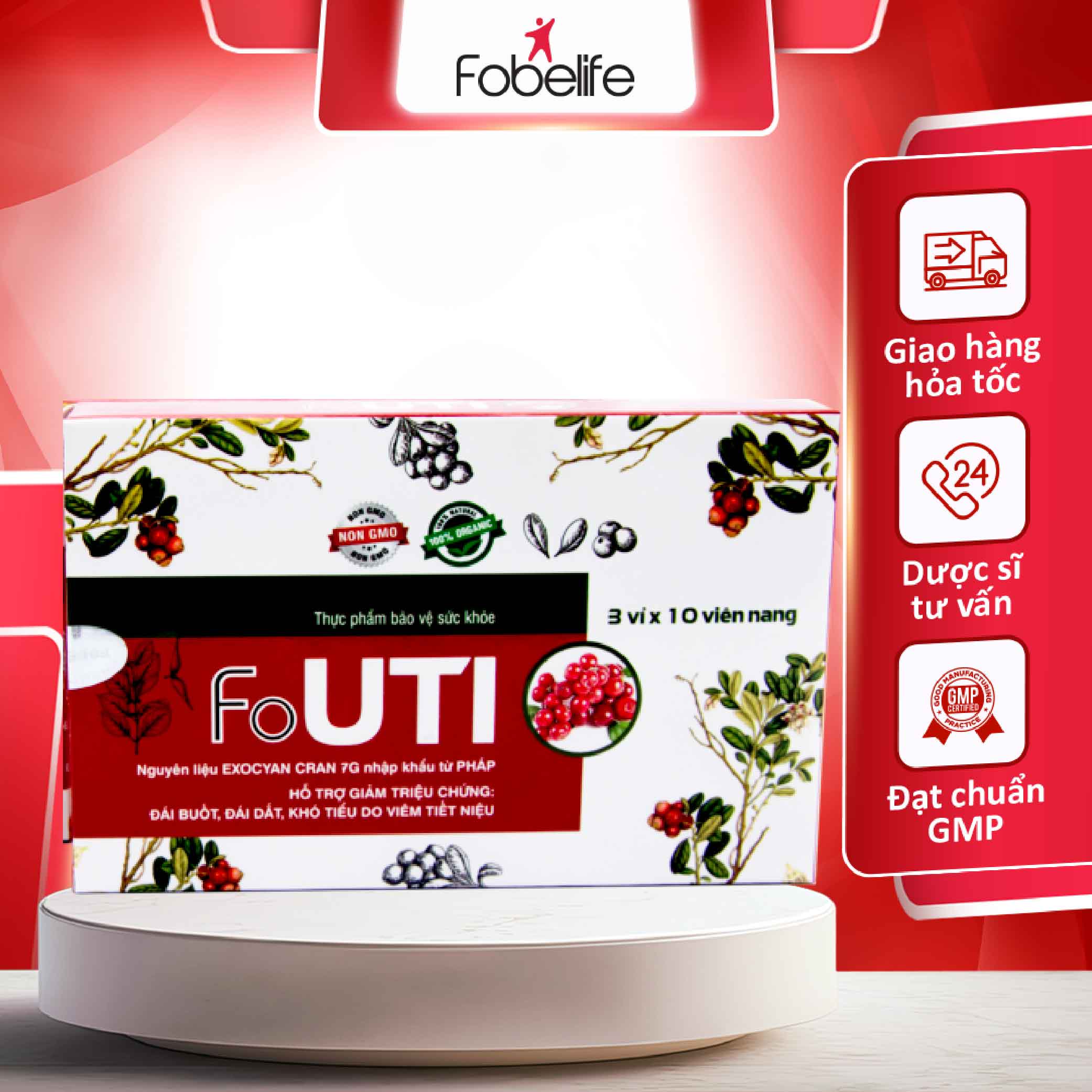 Viên Uống FoUTI Hỗ Trợ Viêm Đường Tiết Niệu, Tiểu Buốt, Tiểu Dắt, Khó Tiều, Đau Khi Tiểu - Hộp 30 viên