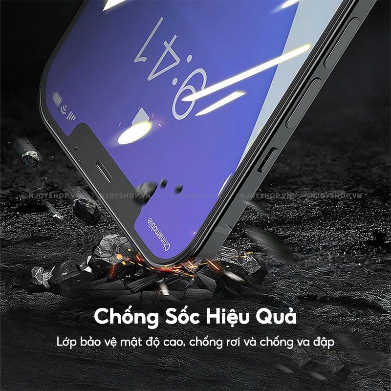 Kính Cường Lực Chống Trộm Kèm Khung Hỗ Trợ Tự Dán Chống Trầy Xước Độ Cứng 9h iPhone 11 12 13 14 15 Pro Max Njoyshop