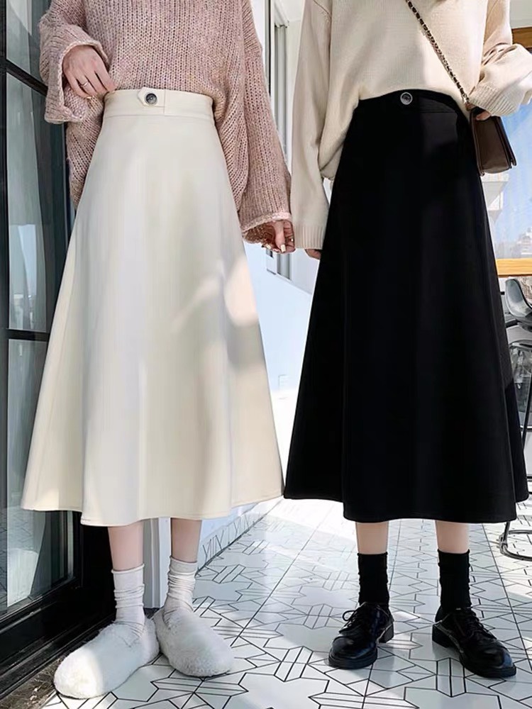 CHÂN VÁY DÀI CÔNG SỞ MIDI 1 KHUY CÀI' 1018