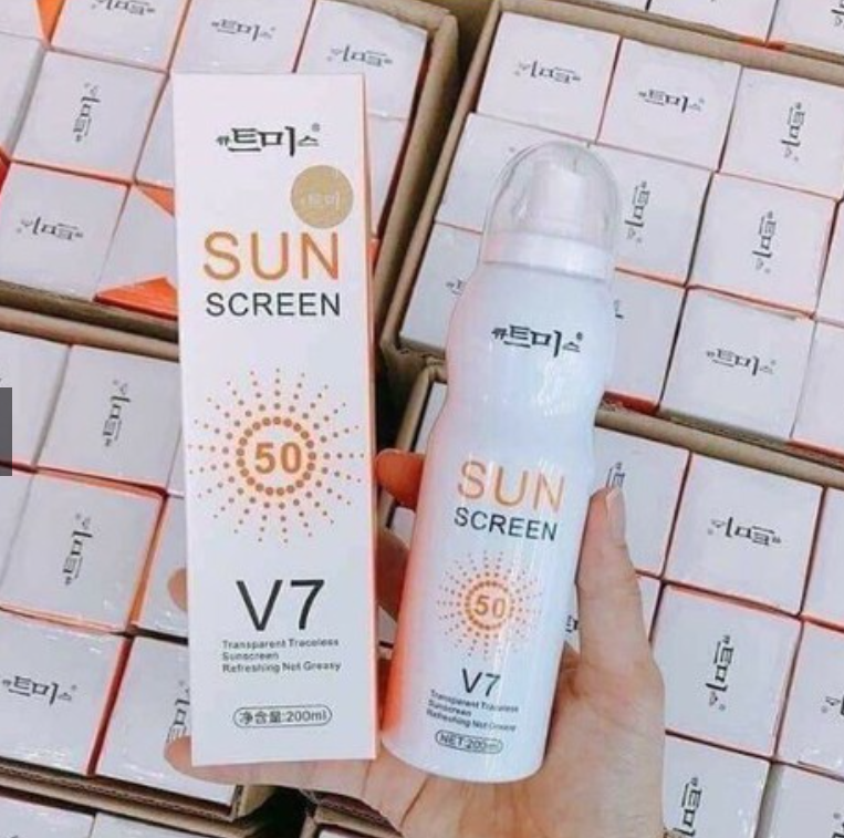 Xịt chống nắng v7 dưỡng sáng da, kháng nước sun screen spray 200ml xịt chống nắng sunscreen v7 magic flowers – hàn quốc