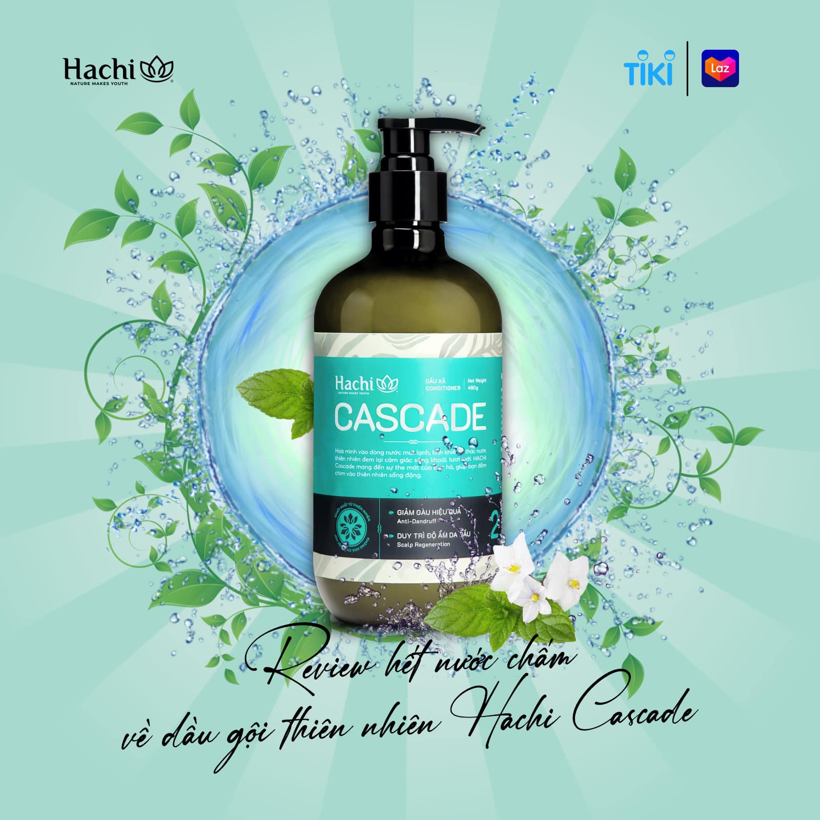 Dầu xả cao cấp olive Hachi Cascade dành cho tóc gàu