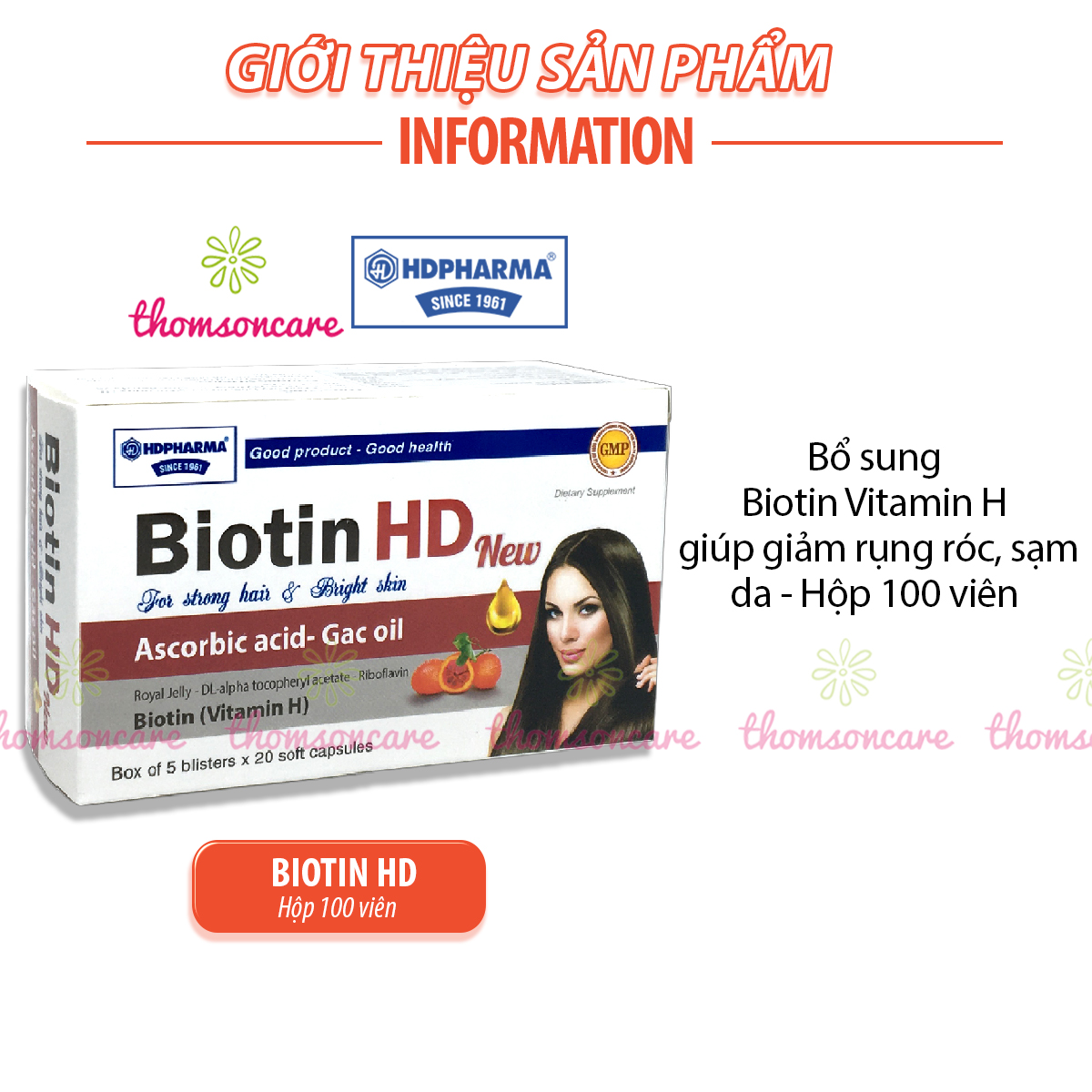 biotin hd - bổ sung dưỡng chất cho tóc ngăn ngừa tóc gãy rụng 2