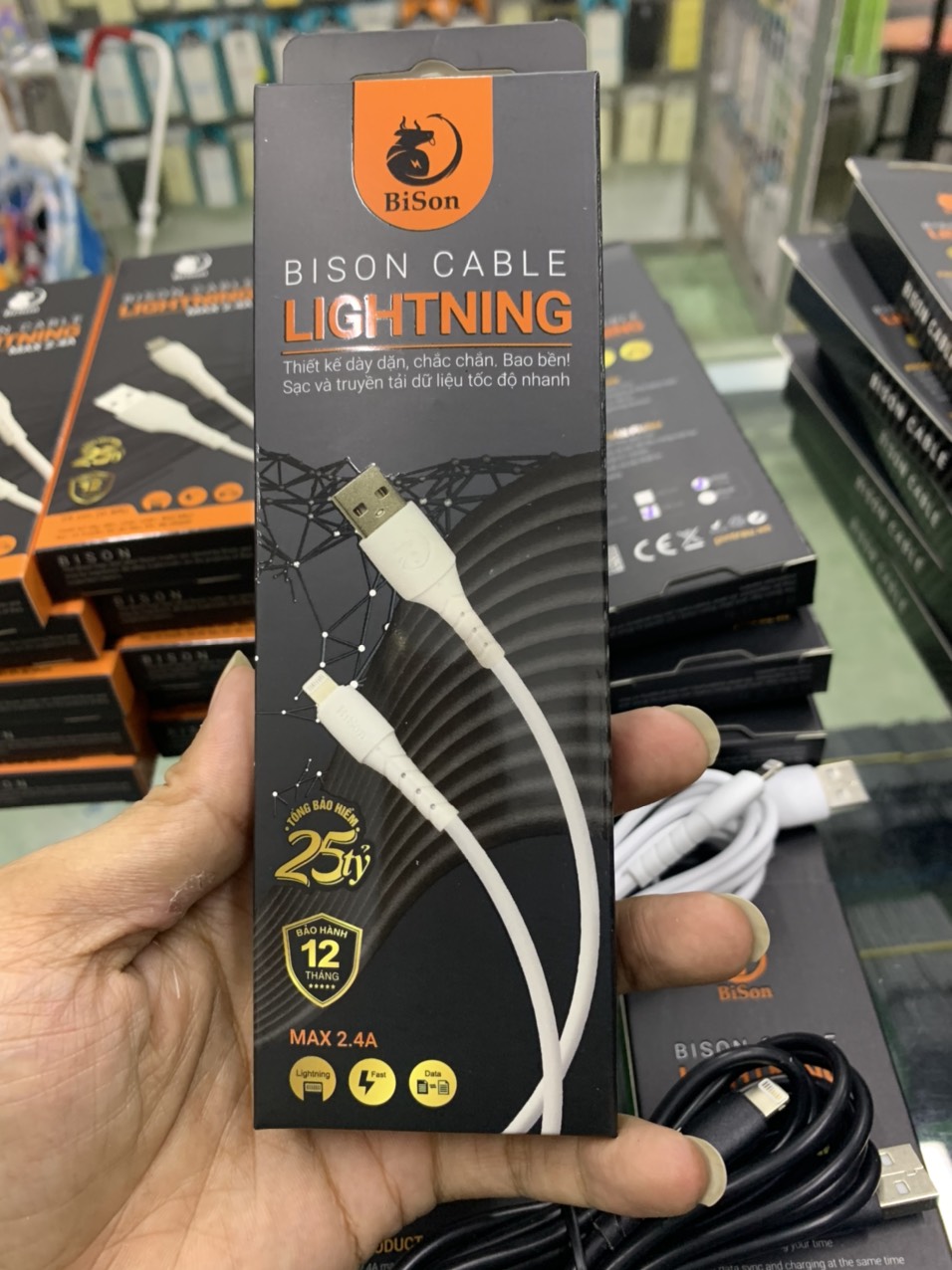 [HCM]Cáp sạc Lightning Bison 2m bảo hành 12 tháng