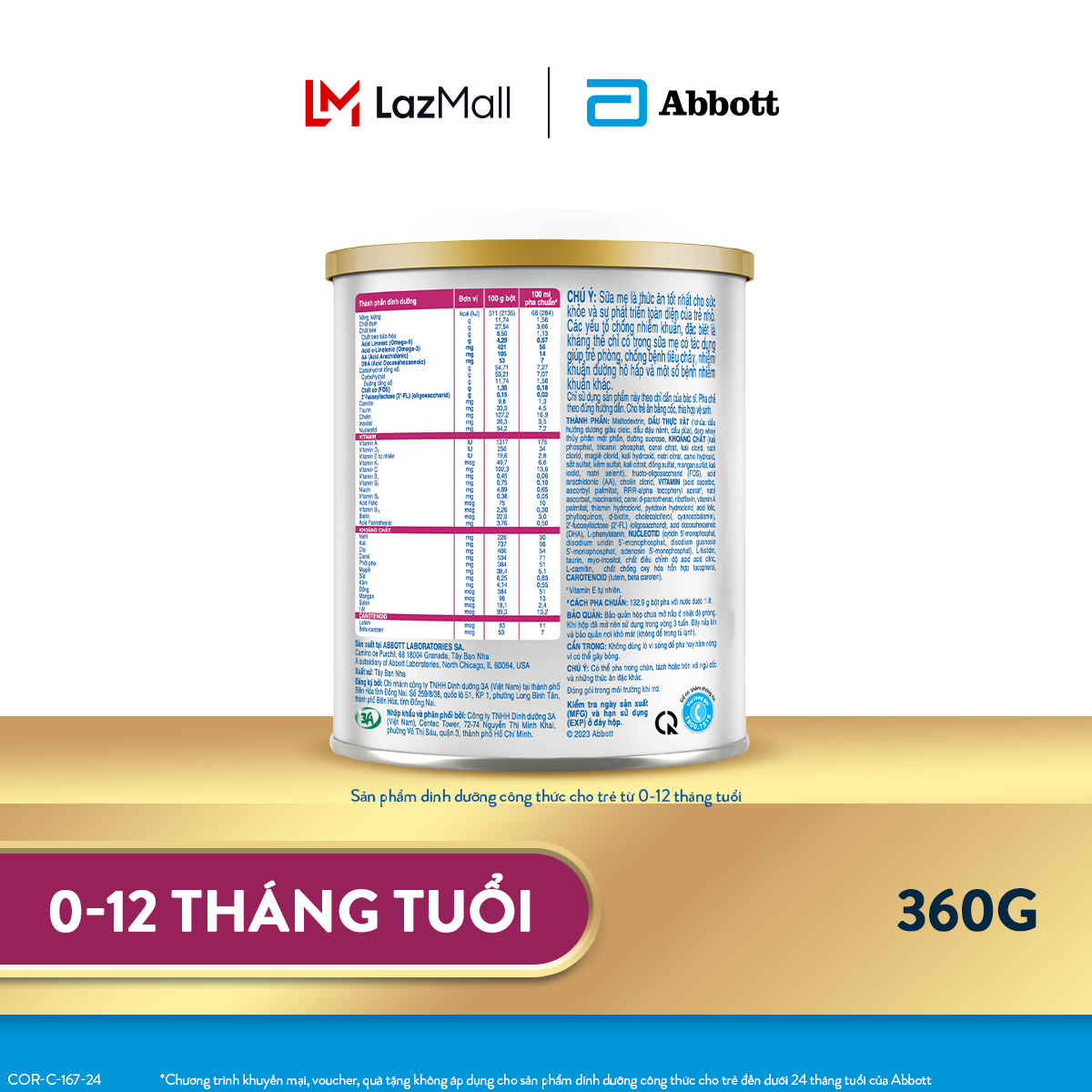 Lon Sữa bột Similac Total Comfort 0+ 360g
